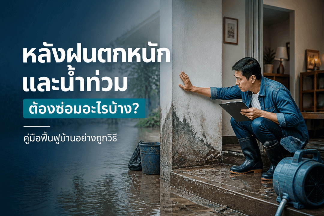 หลังฝนตกหนักและน้ำท่วม ต้องซ่อมอะไรบ้าง? คู่มือฟื้นฟูบ้านอย่างถูกวิธี